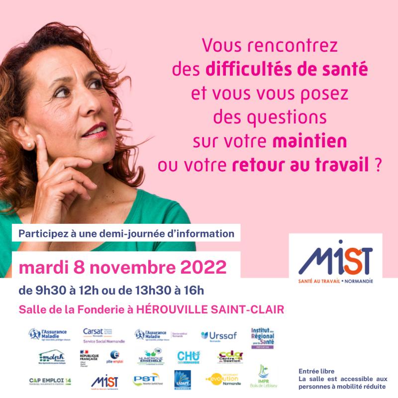 8 novembre 2022 à la Fonderie, Hérouville St-Clair (14) : journée d'information pour les personnes en arrêt de travail - La culture de la prévention