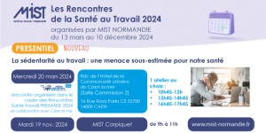 RST 2024 : La sédentarité (présentiel) - 19/11/2024 de 09h00 à 11h00 - MIST Carpiquet - Évènements de MIST Normandie