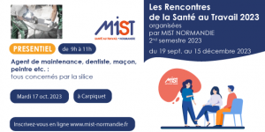 RST 2023 : Agent de maintenance, dentiste, maçon , peintre etc. : tous concernés par la silice (presentiel) - 17/10/2023 - Évènements de MIST Normandie